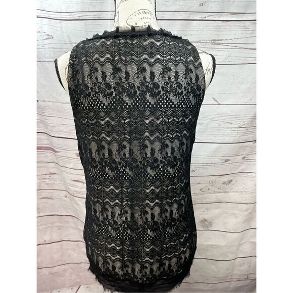 Cabi small black with tan lining underneath sleeveless lacy tank top‎ (#1871) - Picture 3 of 5